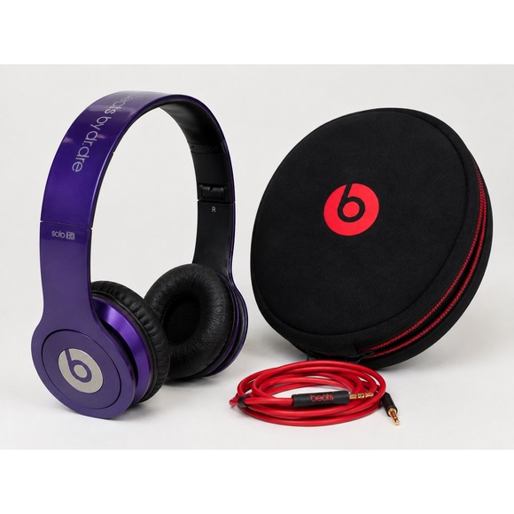 Other - Beats Solo HD Purple wired on ear headphones, cable & case